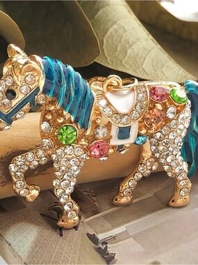 Crystal Jeweled Carousel Horse Keychain-Bag charm